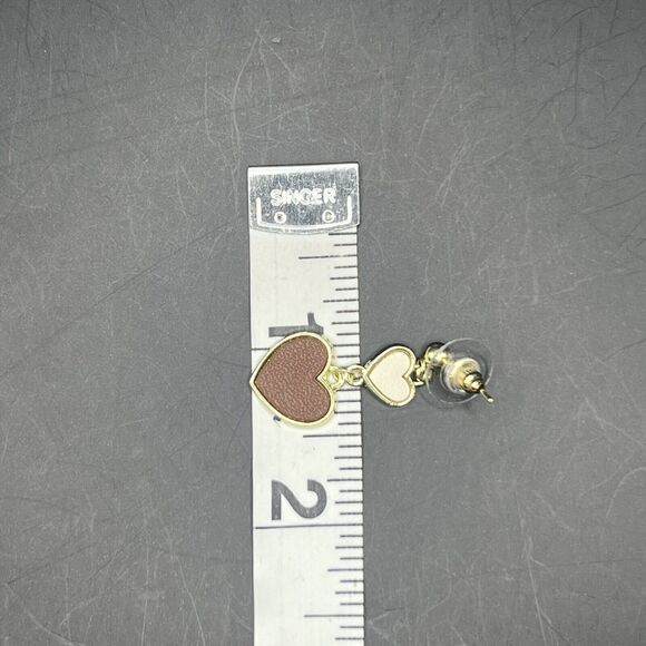 Earrings Hearts Dangle Drop Gold Pink Fashion Jewelry Post Back - Picture 10 of 10